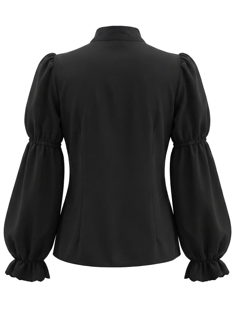 40er Halloween-Set aus Katzen-Kürbis-Kleid und Bluse mit Virago-Ärmeln