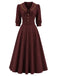 50er Kleid mit Schleifenkragen und 3/4-Puffärmeln
