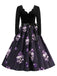 Lila 50er Swingkleid mit Kristall-Totenkopf-Print