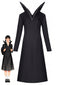 40er Gothic Midikleid mit hohem Kragen und Langarm