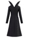 40er Gothic Midikleid mit hohem Kragen und Langarm