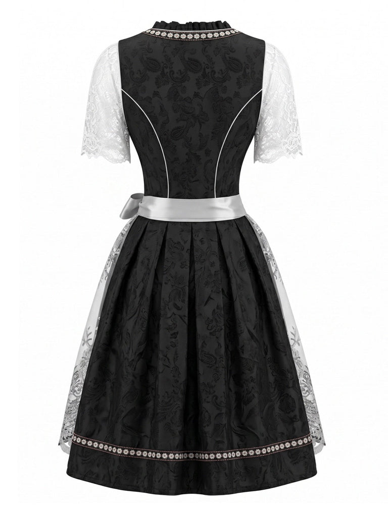 50er Oktoberfest-Dirndl-Set mit Spitzenschürze und Top