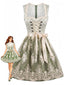 Hellgrünes 50er Oktoberfest-Dirndl-Set mit Spitzenschürze
