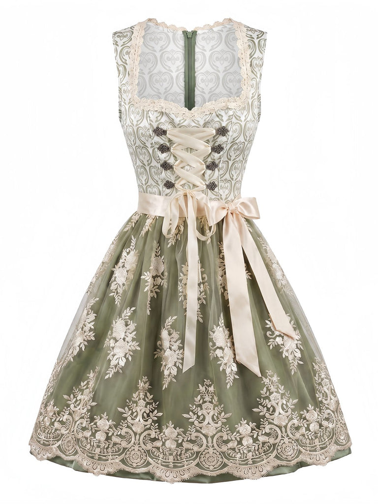 Hellgrünes 50er Oktoberfest-Dirndl-Set mit Spitzenschürze