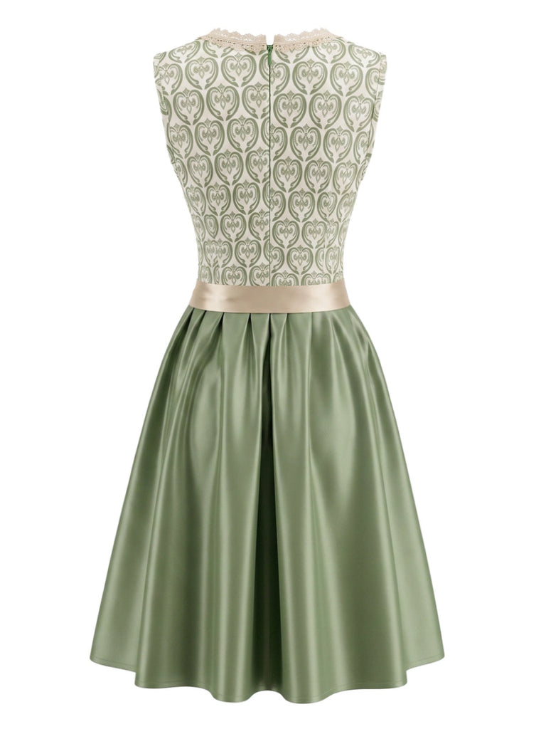 Hellgrünes 50er Oktoberfest-Dirndl-Set mit Spitzenschürze