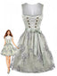 Hellblaues 50er Oktoberfest-Dirndl-Set mit Blumen und Schürze