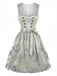 Hellblaues 50er Oktoberfest-Dirndl-Set mit Blumen und Schürze
