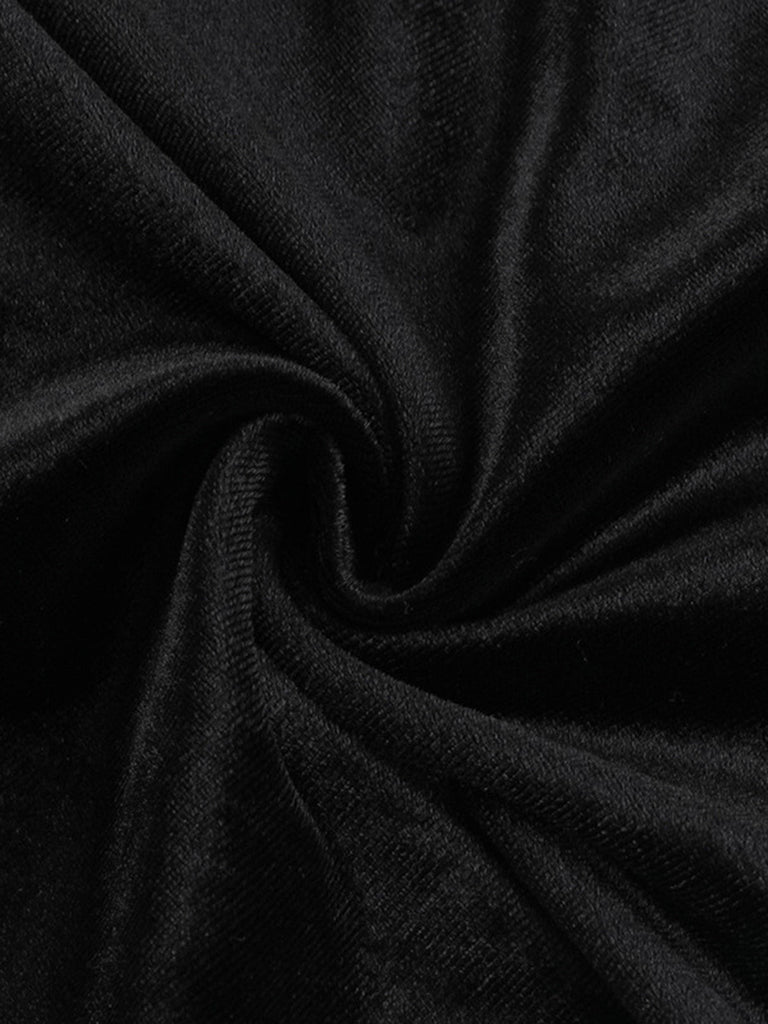 Schwarz 60er Cold-Shoulder mit Glockenärmel und Samt
