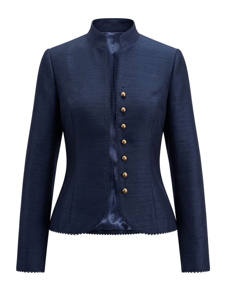 Marineblaue 50er Maritim Jacke mit Knöpfe und Figurbetont