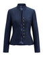 Marineblaue 50er Oktoberfest-Jacke mit Stehkragen und Knopfleiste