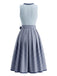Blaues 50er Kleid mit Blumen und Schürze