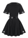 Schwarzes 50er Polizei-Kostümset mit Kleid, Mütze und Handschellen