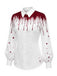 30er Nadelstreifen-Overall & Bluse Set mit Blut-Print