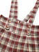 Roter 70er Karo-Latzoverall mit Knöpfen, Taschen und weitem Bein