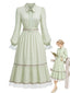 [Vorverkauf] Viktorianisches 30er Blumenkleid mit Spitzenbesatz und Puffärmeln