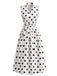 50er Ärmelloses Kleid mit Polka-Dots und Schleife