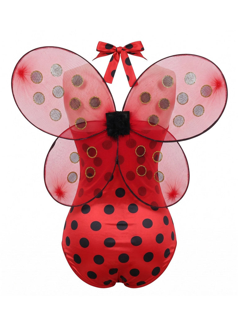70er Marienkäfer-Kostümset mit Polka-Dot-Body und Flügeln