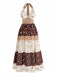 Braunes 70er Boho Smockkleid mit Blumen sowie Sternen und Mond