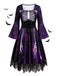 50er Gothic Halloween Skelett-Kleid mit Glockenärmeln