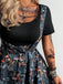 50er Pilz-Gothic-Kleid mit V-Ausschnitt und Fake-Zweiteiler