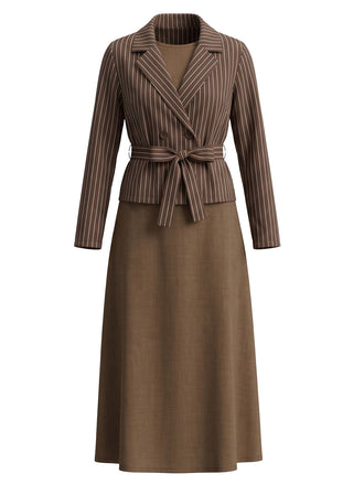 40er Nadelstreifenset aus Blazer und A-Linien-Midikleid
