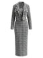 60er Set aus Blazer & Kleid in Karotweed mit Perlenknöpfen