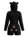 80er Fleece-Kapuzenromper mit Teddybärstickerei