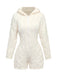 80er Fleece-Kapuzenromper mit Teddybärstickerei