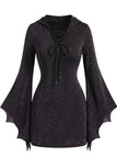 60er Halloween Kleid mit V-Ausschnitt und Bindung