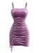Violettes 60er Samt-Bodycon-Kleid mit Raffung