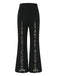 Schwarze 50er Schlaghose mit floraler Spitze und hoher Taille