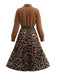 50er Shirtkleid mit Leoparden-Print und Plisseefalten
