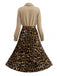 50er Shirtkleid mit Leoparden-Print und Plisseefalten