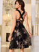 50er Mesh-Swingkleid mit Pailletten-Blumen und Rosen-Gold