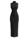 Schwarzes 80er Bodycon-Kleid mit Schmetterling und Rückenausschnitt