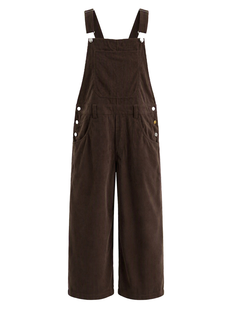 50er Cord-Latzhose mit Taschen und weitem Bein