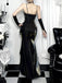Schwarzer 30er Gothic Meerjungfrauenrock mit Metallic-Glanz und Spitze