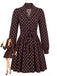 Braunes 60er Polka-Dot Kleid mit Reverskragen und Gürtel