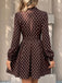 Braunes 60er Polka-Dot Kleid mit Reverskragen und Gürtel