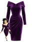 [Vorverkauf] Lila 60er schulterfreies Samt-Bodyconkleid