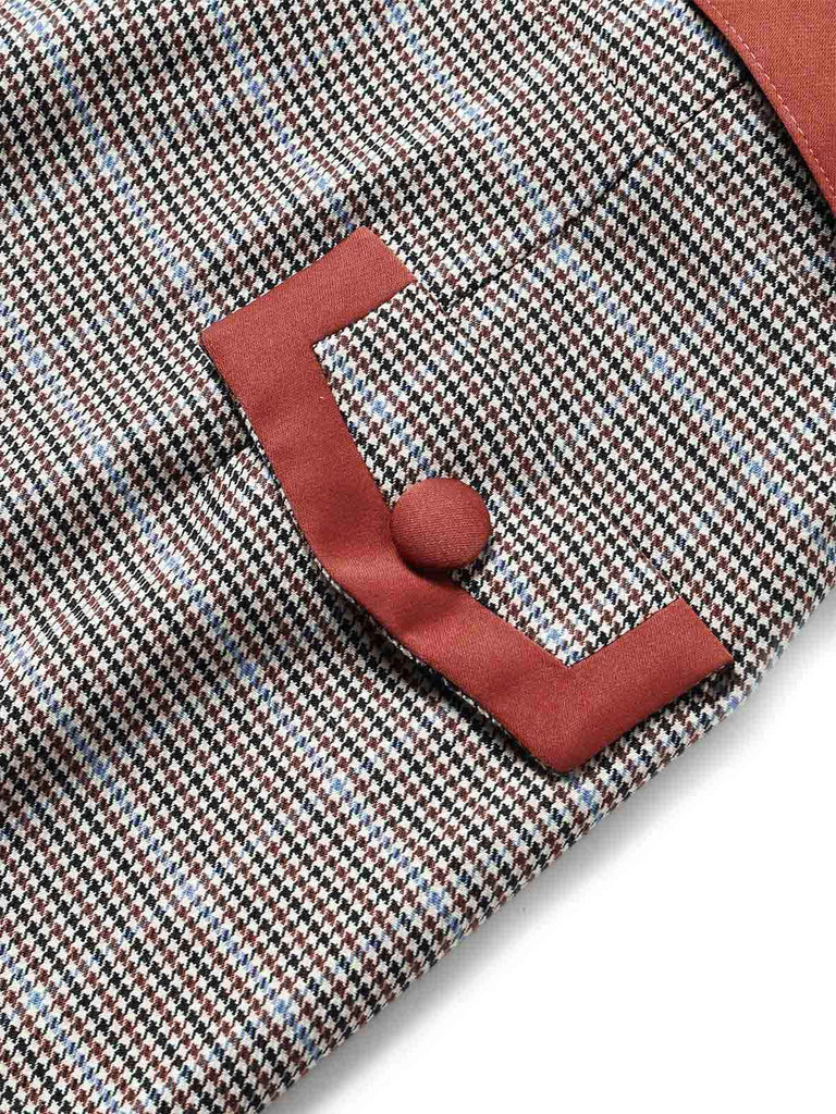 60er Bleistiftkleid mit Kontrastpaspeln und Hahnentritt