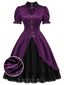 [Vorverkauf] Dunkellila 40er Gothic-Lolita Satinkleid mit Herz-Cut-out