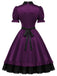 Dunkellila 40er Gothic-Lolita Satinkleid mit Herz-Cut-out