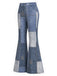 70er Set aus Sternen-Fransenjacke in Wildlederoptik und Denim-Print-Schlaghose