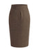 Hellbrauner 40er High-Waist-Tweed-Bleistiftrock mit Fischgrätmuster