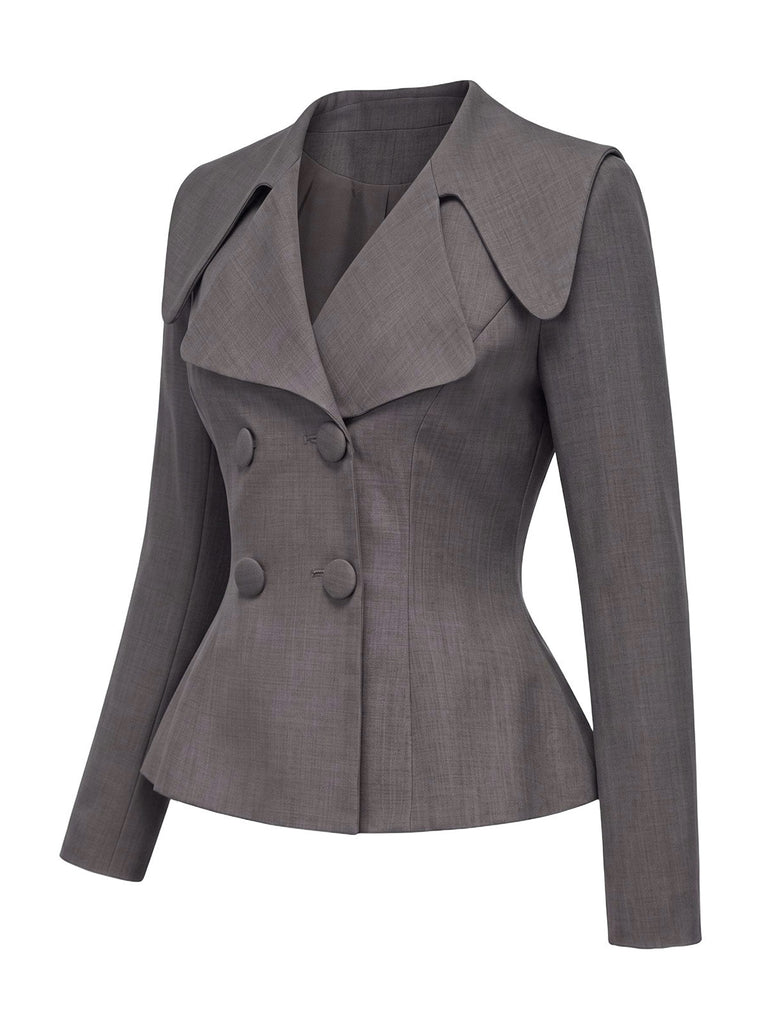 Dunkelgrauer 40er Blazer mit V-Ausschnitt