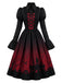 50er Gothic Kleid mit Fledermausprint und Schnürung