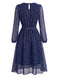 Bordeauxrotes 40er Chiffonkleid mit Polka-Dots und Bindegürtel