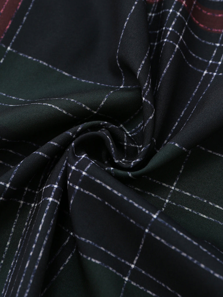 70er Karoshirtkleid mit Reverskragen und Gürtel