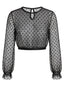 50er Oktoberfest Mesh-Crop-Top mit Polka-Dots und Rüschenmanschetten